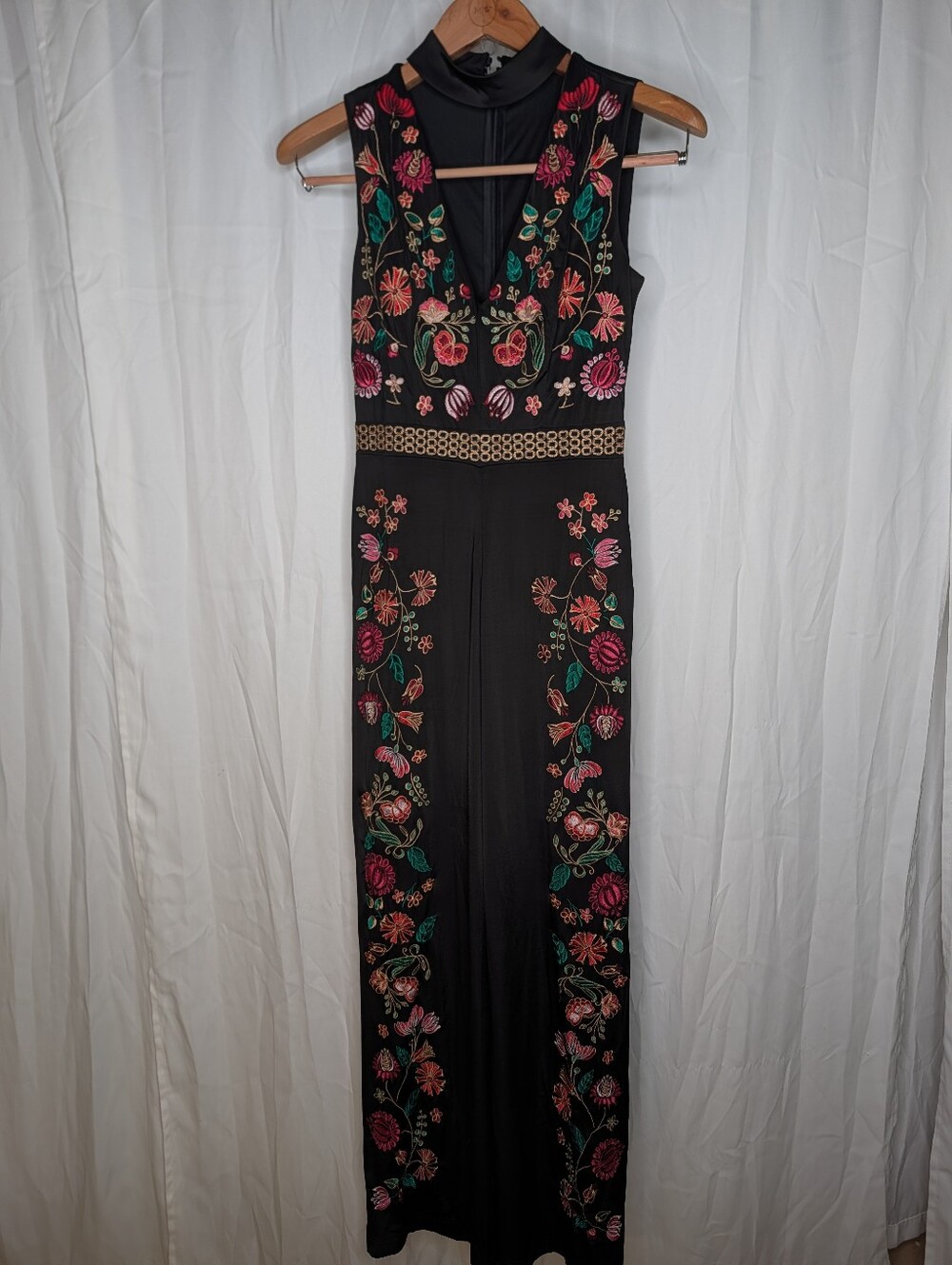 Floral Embroidered Elegant One Piece Jumpsuit V Neck *Read Description*